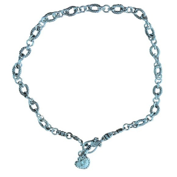 NEW Silver Chain Link Necklace with Cz Encrusted Heart Charm 8" - Picture 1 of 6